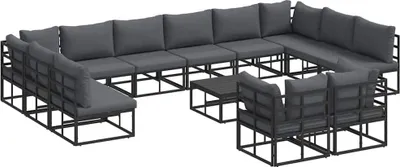Produktbild von Gartensofa-set mit Kissen 13 pcs Schwarz Aluminium