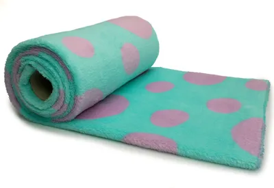 Obrázek produktu pro Minky Plyš oboustranně potištěný fialovými puntíky 50x180 cm