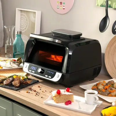 Immagine prodotto di Friggitrice ad Aria con Griglia, Accessori e Ricettario InnovaGoods Fryinn 12-in-1 6000 Acciaio Nero 3400 W 6 L