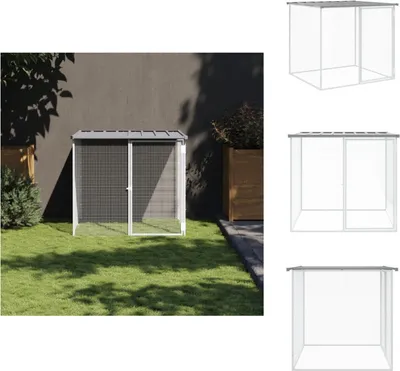 vidaXL Casetta Cani Tetto Grigio Chiaro 214x153x181 cm Acciaio Zincato