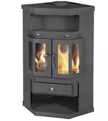 Produktbild von Eck-Kaminofen Victoria Panama2 mit Flügeltüren, schwarz, dauerbrandfähig – 9kW