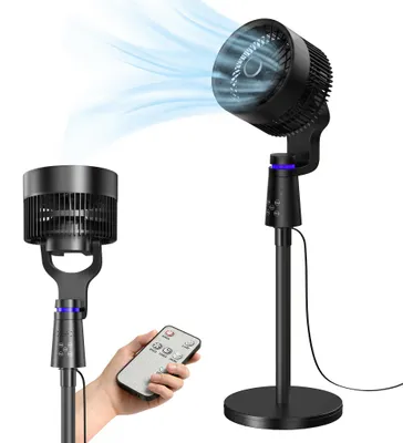 Produktbild von UISEBRT Schwarzer Standventilator ≤60dB, 3 Windstufen, zweiachsige Schwenkung, Touch, Fernbedienung & Timer, Lüfter für Wohn- und Schlafzimmer