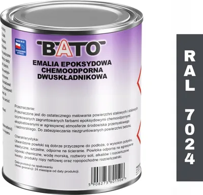 Zdjęcie produktu dla Dwuskładnikowa Emalia Epoksydowa Grafit Ral 7024 A 0,85 L (0,6 L Farby + 0,25 L Utwardzacza)