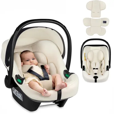 Image de Siège auto Lionelo ASTRID I-SIZE pour bébés dès la naissance, jusqu'à 87 cm, de 1 kg à 16 kg, support très stable, réglage en hauteur - Beige Cream