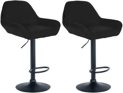 Produktbild von CLP 2er Set Barhocker höhenverstellbar Braga, mit Stoffbezug und Fußstütze schwarz Gestell Farbe schwarz