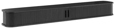 Produktbild von BELIANI Schwebendes TV-Lowboard Schwarz MDF-Platte mit 2 Schiebetüren Lamellen-Optik Wandmontage Retro Wohnzimmer Hängender TV-Schrank Fernsehschrank