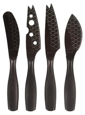 Mini-Kaasmessenset Monaco+ Schwarz, 4-teilig, Edelstahl