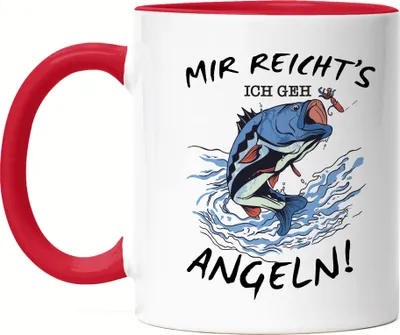 Produktbild von Mir Reichts Ich Geh Angeln Tasse Rot Angler Angeln Fische Angelzubehör Geschenkidee
