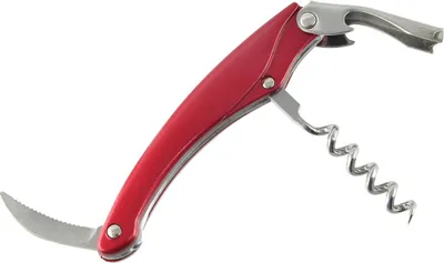 Produktbild von Fackelmann Kellnerkorkenzieher GRANDCRU, Weinöffner für alle Korken, Korkenzieher aus Kunststoff/Edelstahl (Farbe: Rot/Silber)