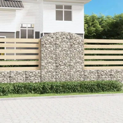 Produktbild von The Living Store Gabione mit Hochbogen 150x50x180/200 cm Verzinktes Eisen