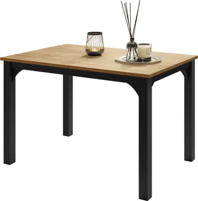 Produktbild von MIRJAN24 Tisch Focus 120, Wohnzimmer Tisch, Beine und Seiten aus Stahl (Farbe: Schwarz / Eiche Craft Gold)
