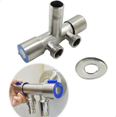 Productafbeelding van 3-weg Hoekventiel 1/2 inch voor Badkamer en Toilet - Roestvrij Staal 304