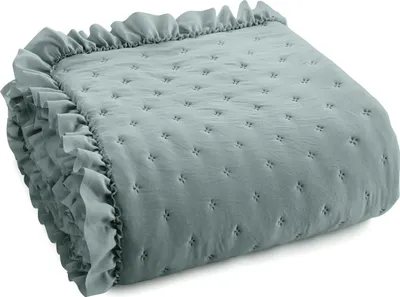 Zdjęcie produktu dla Romantyczna narzuta na łóżko z falbaną LIBI3 zielona 200X220 cm szałwia