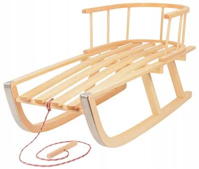 Produktbild von Holzschlitten mit Lehne - Traditionell - Buchenholz - Max. 120 kg - Für Kinder & Kleinkinder