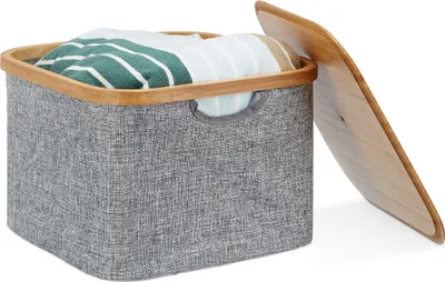 Produktbild von relaxdays Aufbewahrungskorb Stoff grau