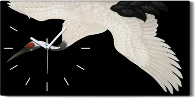 Produktbild von Wanduhr Bürouhr Leinwand Bild 60x30 Gemälde Abstrakte Tier Vogel Kunst - weiße Hände