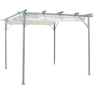Image de vidaXL Pergola avec toit escamotable blanc crème 3x3 m acier