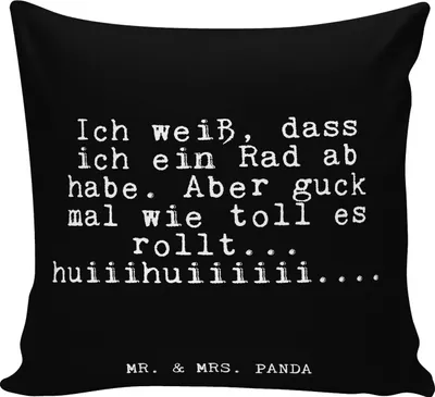 Produktbild von Mr. & Mrs. Panda Sofa Kissen Ich weiß, dass ich... - Schwarz - Geschenk, Glizer Spruch Sprüche Weisheiten Zitate Lustig Weisheit Worte, Polster, Freundin, Freund, Frauen