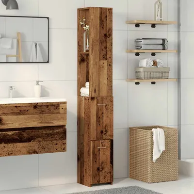 Image de vidaXL Armoire de salle de bain imitation vieux bois 25x25x170 cm Bois composite