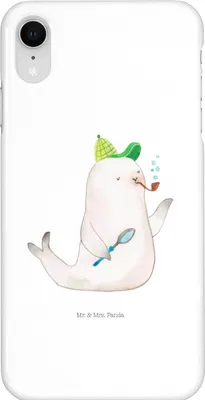 Produktbild von Mr. & Mrs. Panda Iphone XR Handyhülle Robbe Sherlock - Weiß - Geschenk, Handy Case, Lustige Sprüche, Premium Kunststoff