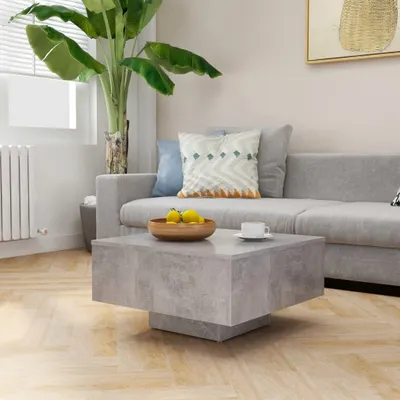 Produktbild von "Rabatt" Couchtisch modern - Wohnzimmertisch - Einfache Montage - Betongrau 60x60x31,5 cm Holzwerkstoff - Kaffeetisch CC20748