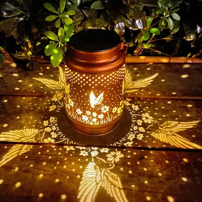 Solar-Laterne Kolibri, Metall, wasserdicht, LED, für Garten & Terrasse
