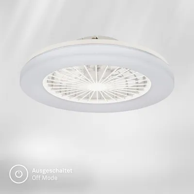 Produktbild von Briloner LED Deckenleuchte mit Ventilator, 5 Geschwindigkeiten, einstellbare Lichtfarbe, weiß, Maße: Ø48,5 x 14,5 cm