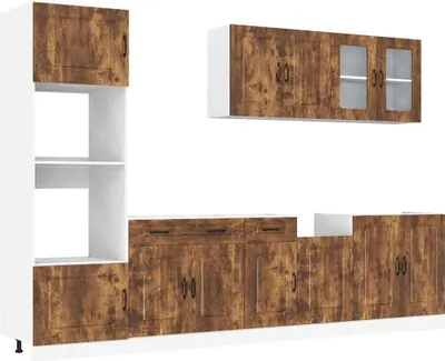 Produktbild von 7-tlg. Küchenschrank-Set Kalmar Räuchereiche Holzwerkstoff