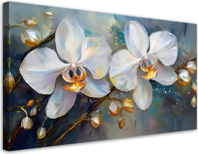 Produktbild von Leinwandbild Weiße Orchideen Blumen 120x60 Feeby Weiß bild für die wand bereit zum aufhängen