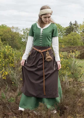 Produktbild von Mittelalter Schürze, braun aus Baumwolle - Kochschürze für Damen - Mittelalterkleidung Wikinger LARP