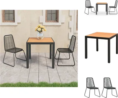 Produktbild von vidaXL 3-tlg. Garten-Essgruppe PVC Rattan Schwarz und Braun -  Gartenmöbel-Sets