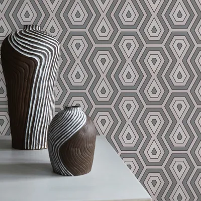 Produktbild von TADESSI Tapete Retro M1-No.1543 Vliestapete Rosa Grau Geometrisch Grafik Wohnzimmer Schlafzimmer Küche