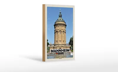 Produktbild von Holzschild Städte Mannheim Wasserturm Altstadt 12x18 cm Dekoration