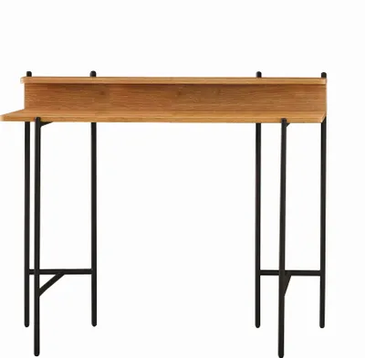 Produktbild von Möbilia Schreibtisch 120 x 46 cm | Tischplatte MDF in Akazie-Optik | Gestell Metall | B 120 x T 46 x H 85,5 cm | natur-schwarz | 12020043 | Serie SCHREIBTISCH