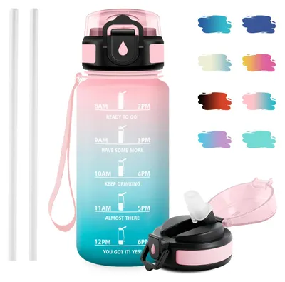 Immagine prodotto di Borraccia JAPORIA, a prova di perdite, per bambini, 500 ml, borraccia sportiva con indicatore del tempo