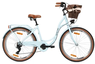 Produktbild von Goetze Mood 26 Zoll City Bike, 17 Zoll Tiefeinsteiger, 6-Gang Shimano Tourney, V-Bremse, LED-Beleuchtung, Gepäckträger, Korb mit Bezug