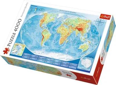 Produktbild von Puzzle Trefl - Veľká fyzická mapa sveta, 4000 dielikov