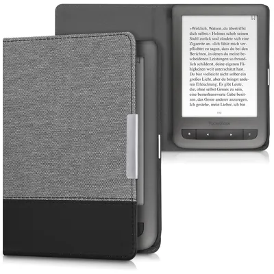 Produktbild von kwmobile Hülle kompatibel mit Pocketbook Touch Lux 3/Basic Lux/Basic Touch 2 - Canvas eReader Schutzhülle Cover Case - Grau Schwarz