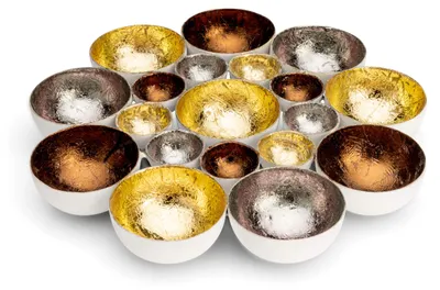 Teelichthalter Metall Ø 21 cm Gold Silber Kupfer für 10 Teelichter