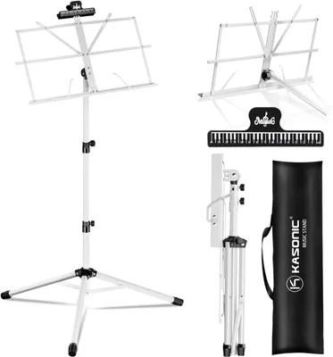 Zdjęcie produktu dla Statyw muzyczny 2-w-1, regulowany, 70,5-145 cm, z torbą, do występów