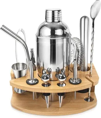 Immagine prodotto di Set shaker da cocktail - Valigetta da 14 pezzi in acciaio inossidabile per la preparazione di cocktail