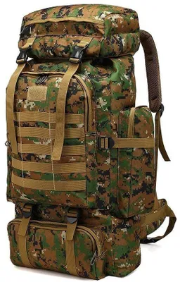 Obrázok produktu pre Uniqoos® Outdoor batoh, 60–80 litrov – vodotesný a ergonomický, kamufláž, 34×17×72 cm, 1,27 kg