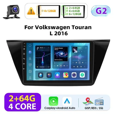 Immagine prodotto di Autoradio Android per VW Touran L 2016 - Sistema multimediale 2-DIN - Touchscreen da 25,4 cm - 2 GB di RAM e 64 GB di ROM - CarPlay wireless - Navigazione GPS - Telecamera di retromarcia - Bianco