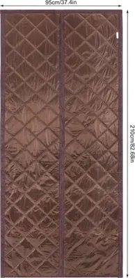 Image de Rideau magnétique isolant pour porte - Rideau d'hiver isolant - Protection thermique pour porte - Fermeture magnétique - Anti-courant d'air - 95 x 210 cm - Marron café