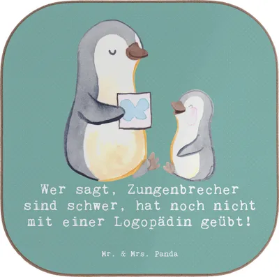 Produktbild von Mr. & Mrs. Panda Untersetzer für Gläser Training mit Logopädin - Meeresbrise - Geschenk, Berufsprodukte, Beruf, Glas, Übungen, gläseruntersetzer, Wortschatz erweitern