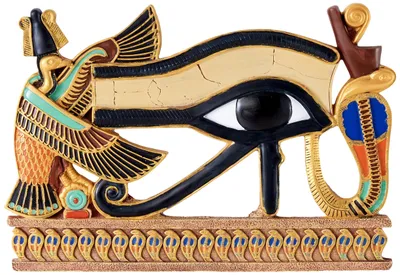 Wandskulptur Auge des Horus, Polyresin, vollfarbig, 30 cm, ägyptisch