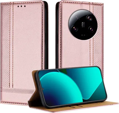 Produktbild von Handyhülle für Xiaomi 13 Ultra Leder Flip Klappbare Schutzhülle mit Standfunktion Pink