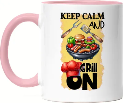 Produktbild von Keep Calm and Grill On BBQ Grillen lustiges Grill Humor Tasse Rosa