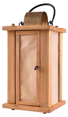 Produktbild von Rustikale Holzlaterne mit Rohhautfenstern für Kerzen