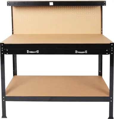 Produktbild von LUXTOM | Pracovný stôl s perforovanou stenou, 120x60x150, stôl na náradie, pracovný stôl, pracovný stôl, odkladací stôl, dielenský stôl, pracovný stôl